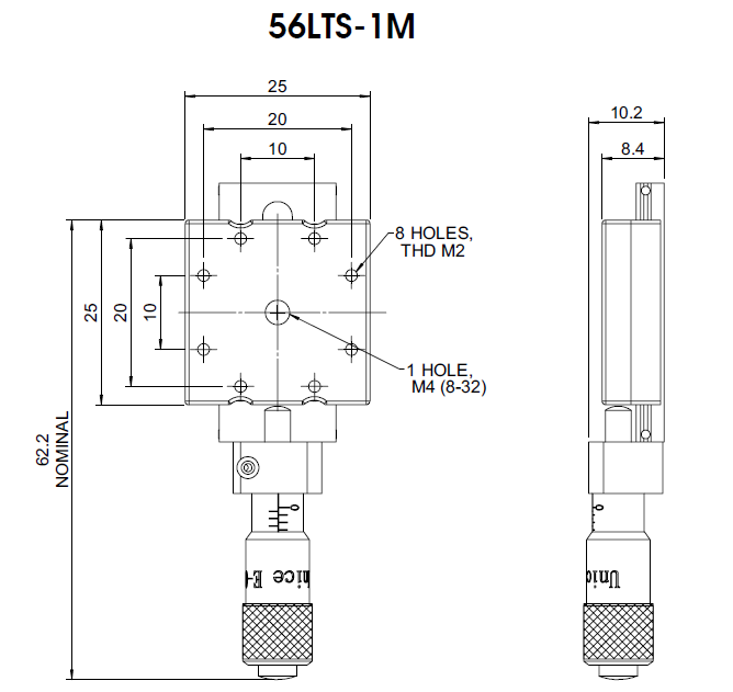 Unice25x25mm小型交叉精密微調移動平臺